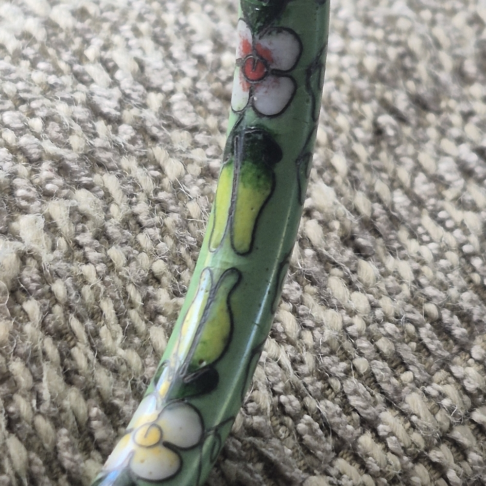 Floral Green Bangle Bracelet - Picture 6 of 8
